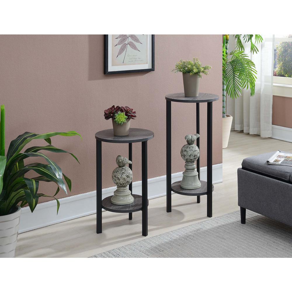 Graystone 31 inch 2 Tier Plant Stand, Weathered Gray/Black. Picture 2