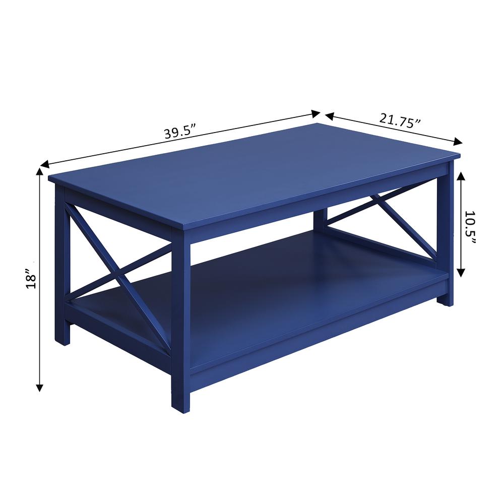 Oxford Coffee Table with Shelf, Cobalt Blue. Picture 2
