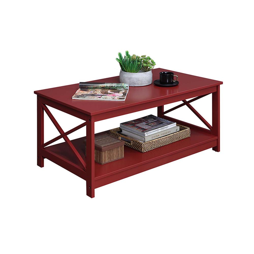 Oxford Coffee Table with Shelf, Cranberry Red. Picture 1