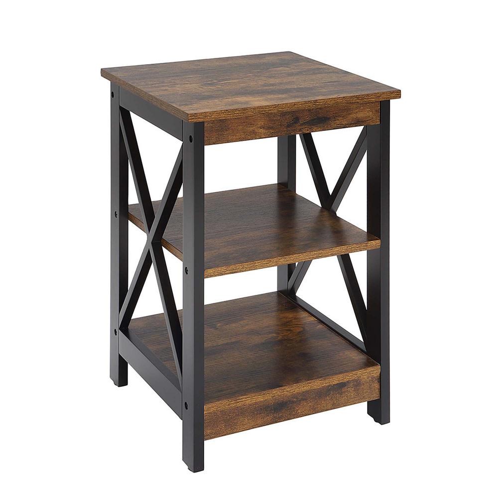 Oxford End Table with Shelves Barnwood/Black. Picture 1