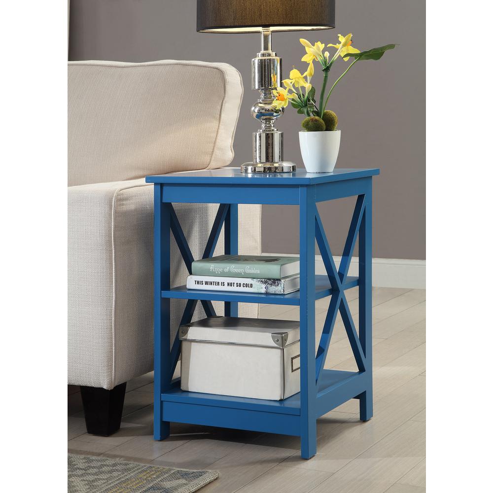 Oxford End Table with Shelves Blue. Picture 1