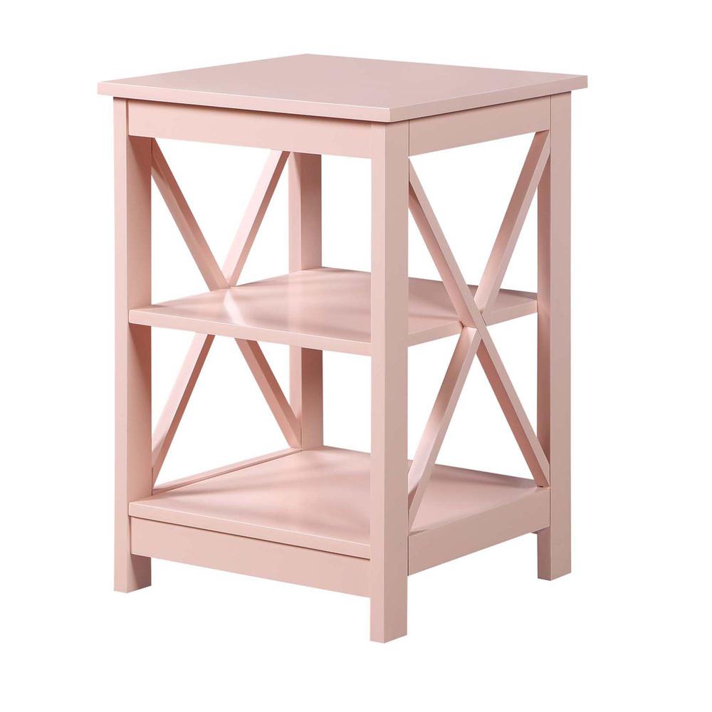 Oxford End Table with Shelves Blush Pink. Picture 1