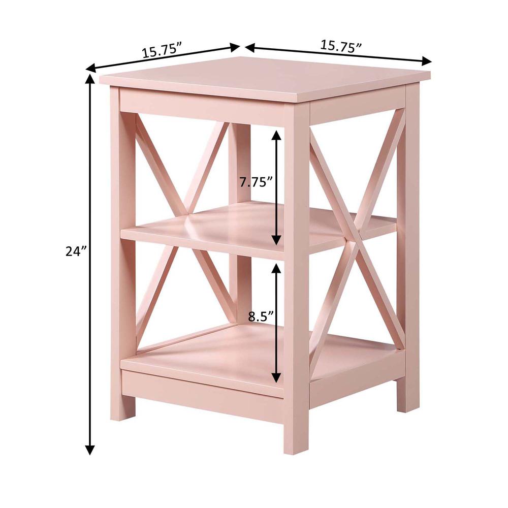Oxford End Table with Shelves Blush Pink. Picture 5