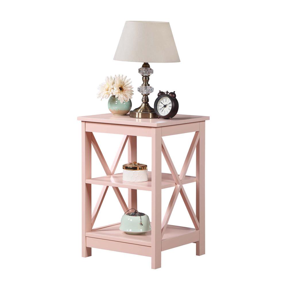 Oxford End Table with Shelves Blush Pink. Picture 2