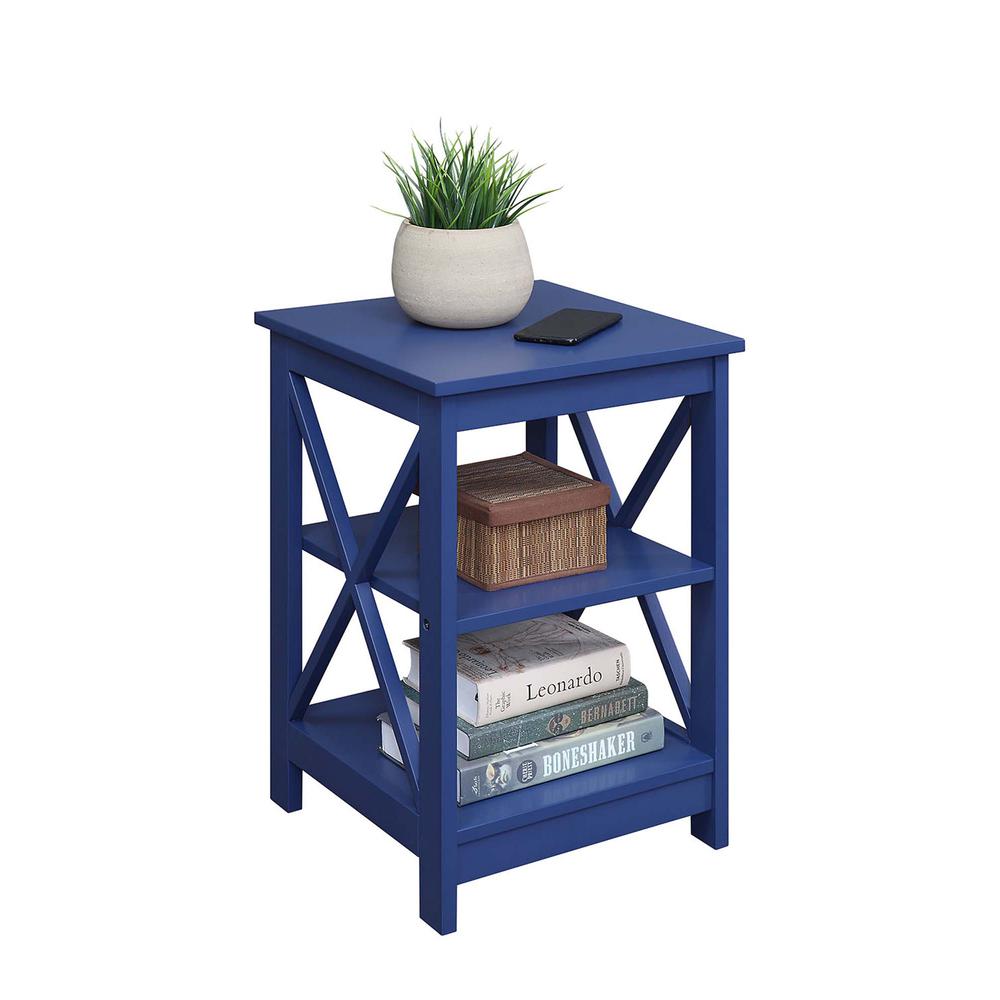 Oxford End Table with Shelves Cobalt Blue. Picture 1