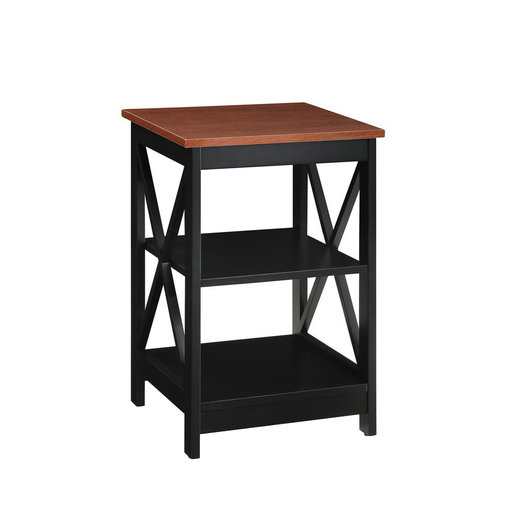 Oxford End Table with Shelves Cherry/Black. Picture 1