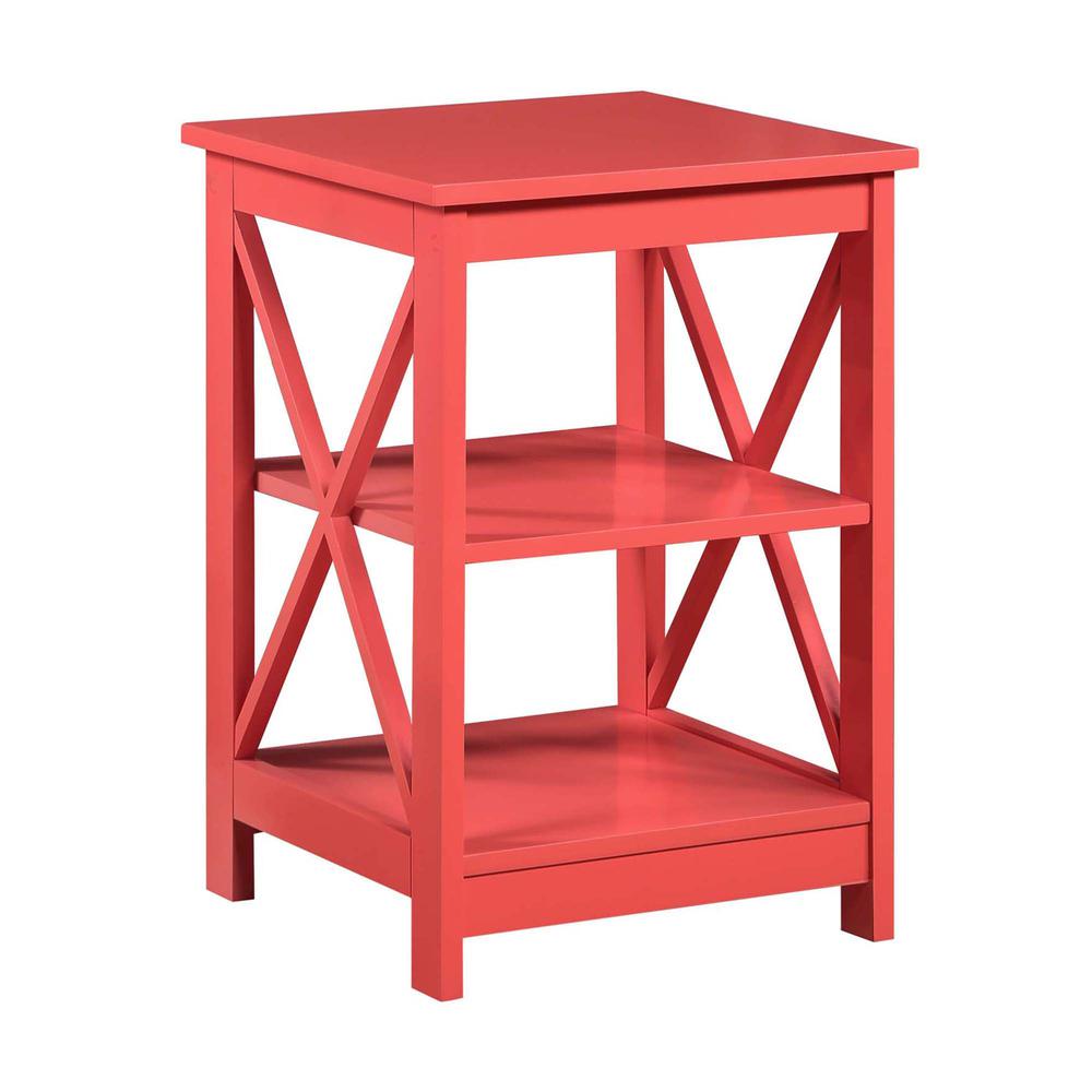 Oxford End Table with Shelves Coral. Picture 1