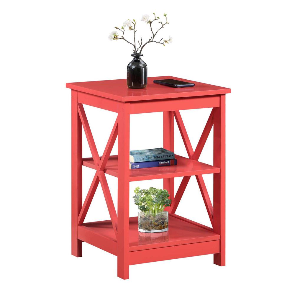 Oxford End Table with Shelves Coral. Picture 2