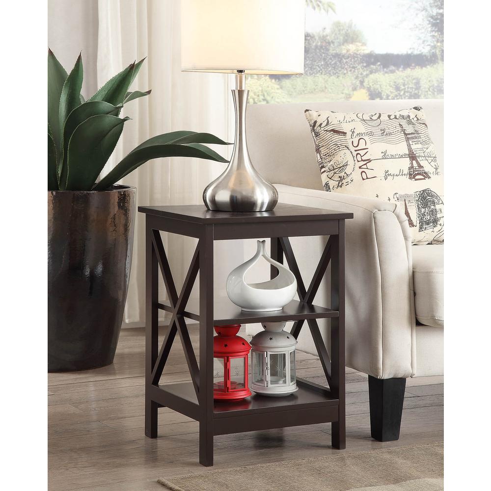 Oxford End Table with Shelves Espresso. Picture 1