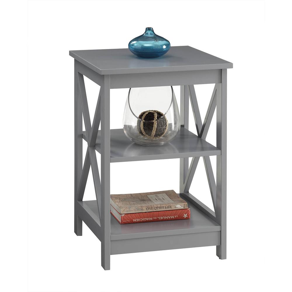 Oxford End Table with Shelves Gray. Picture 3