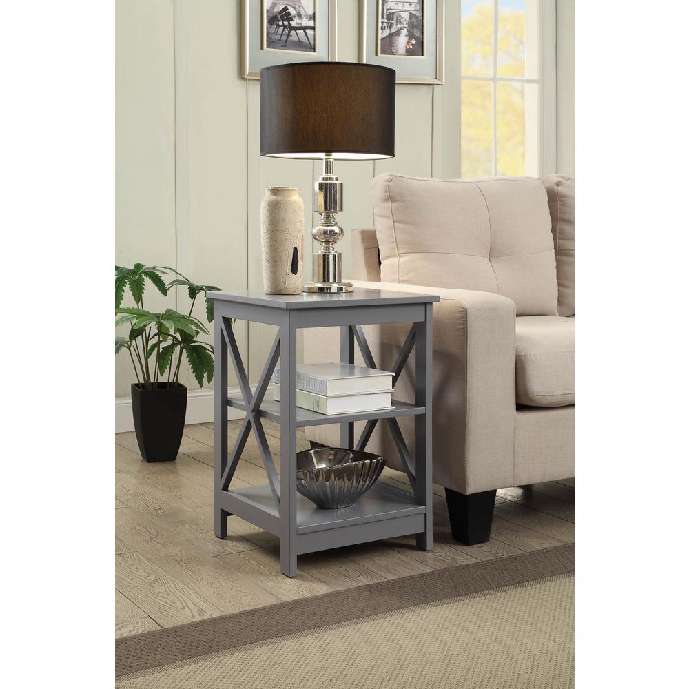 Oxford End Table with Shelves Gray. Picture 4