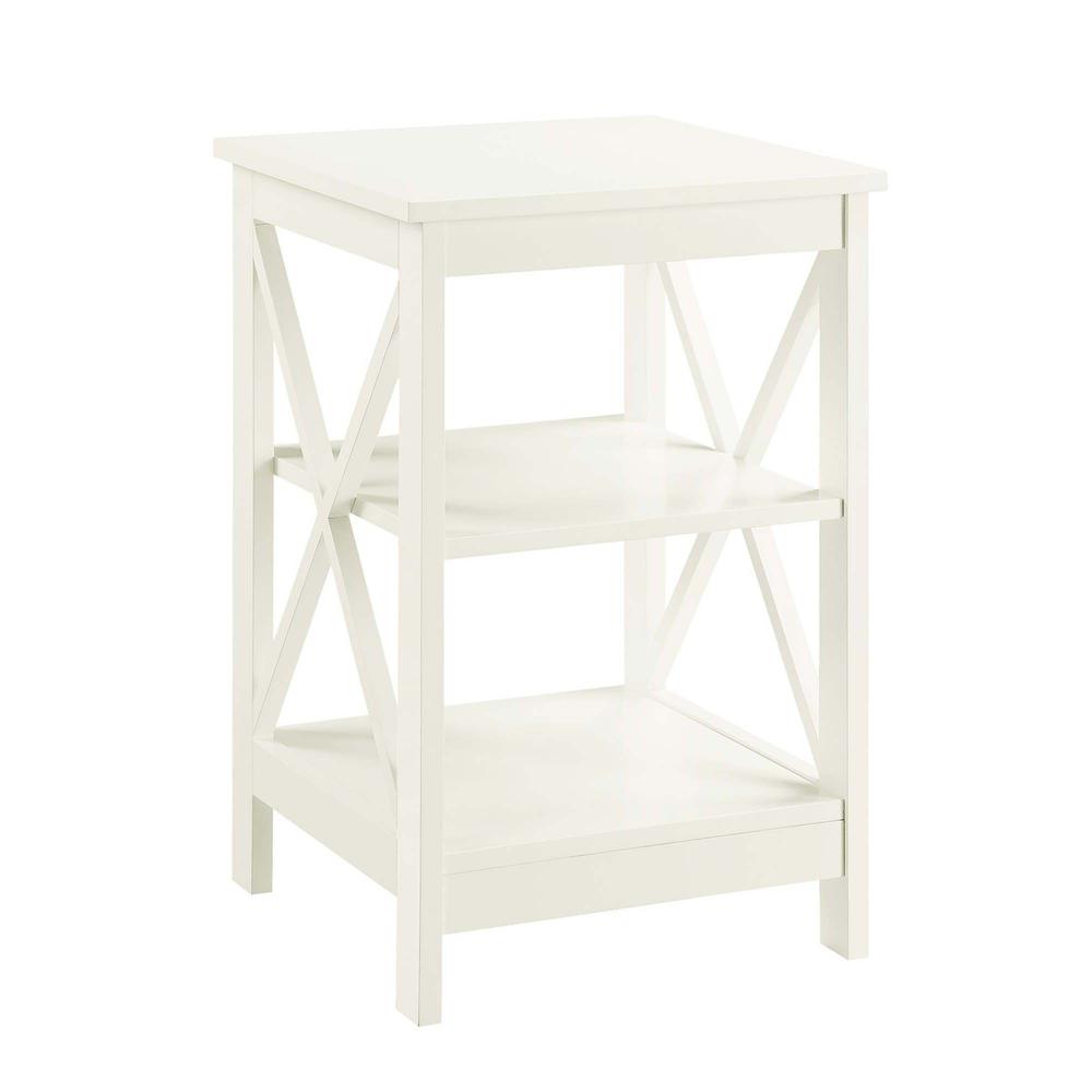 Oxford End Table with Shelves Ivory. Picture 1