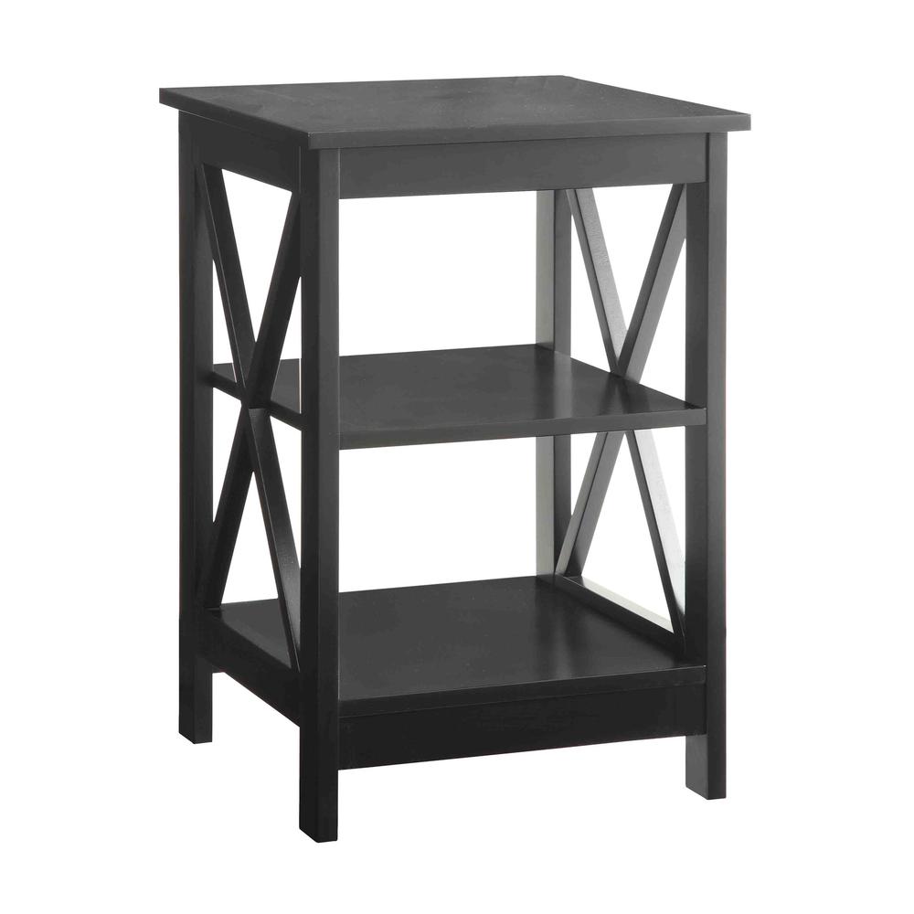 Oxford End Table with Shelves Black. Picture 3