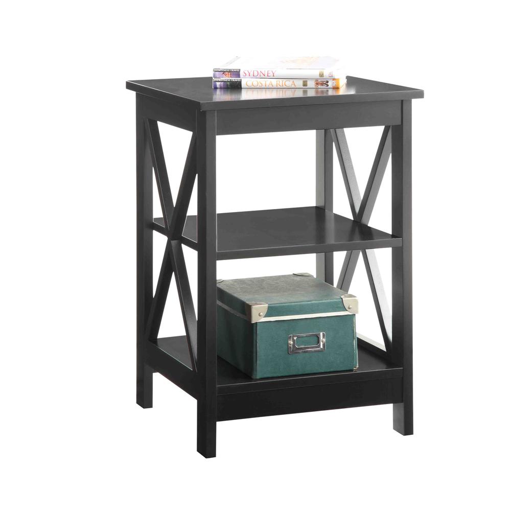 Oxford End Table with Shelves Black. Picture 2