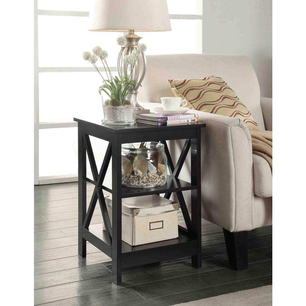 Oxford End Table with Shelves Black. Picture 1