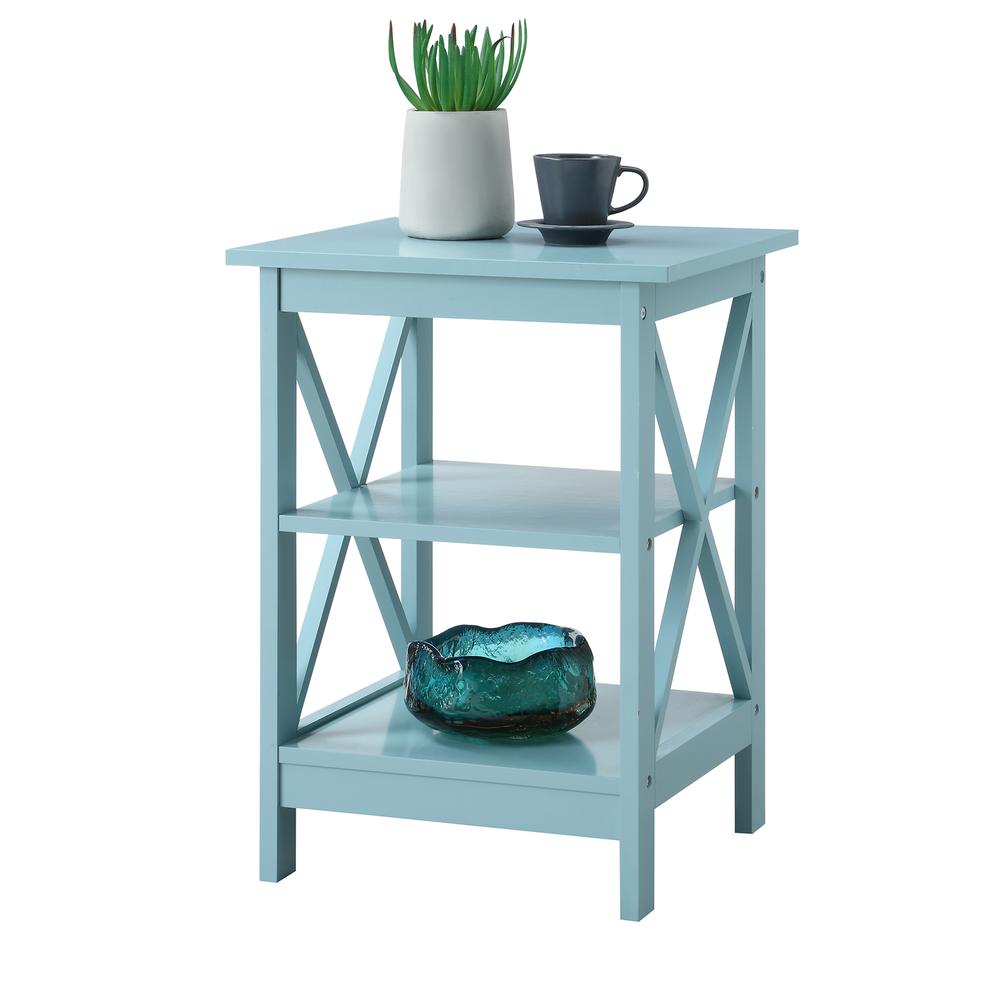 Oxford End Table with Shelves Sea Foam Blue. Picture 2