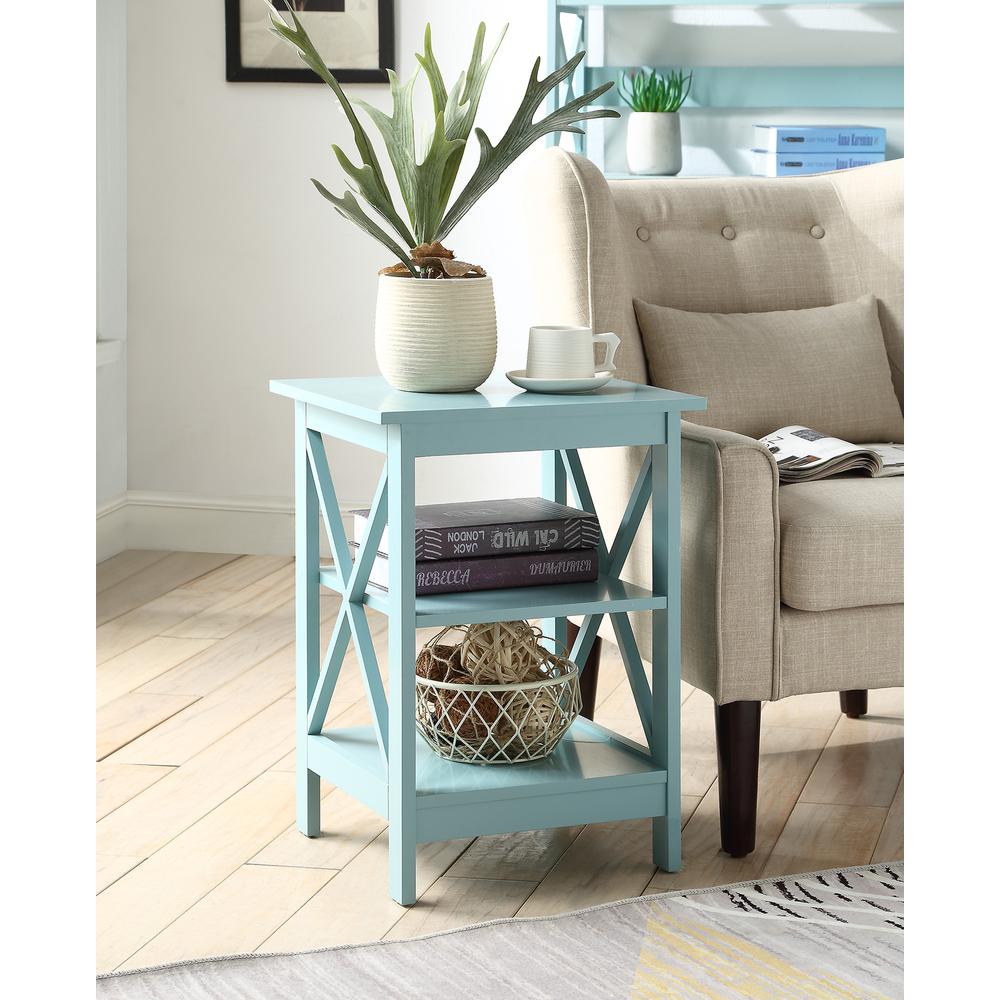 Oxford End Table with Shelves Sea Foam Blue. Picture 6