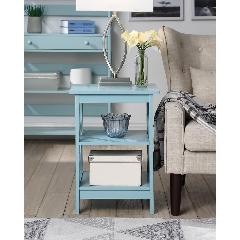 Oxford End Table with Shelves Sea Foam Blue. Picture 7