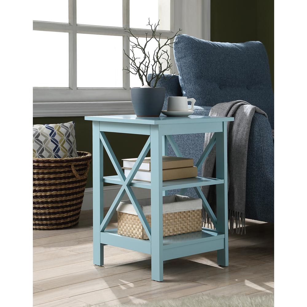 Oxford End Table with Shelves Sea Foam Blue. Picture 8