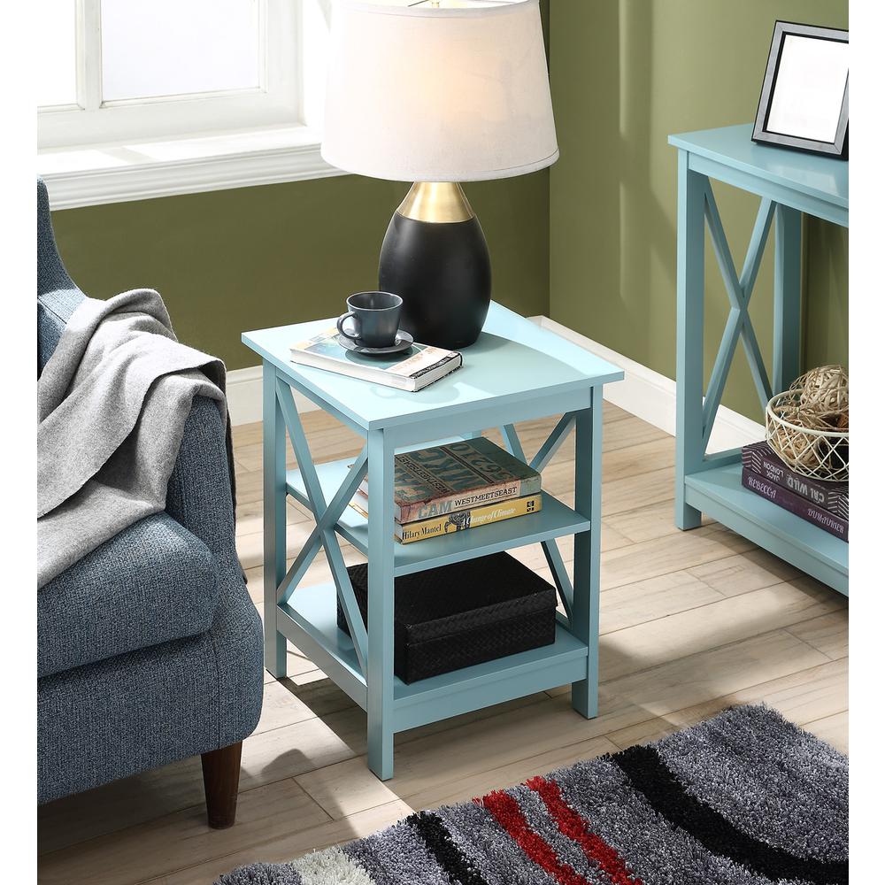 Oxford End Table with Shelves Sea Foam Blue. Picture 9