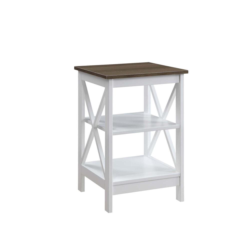Oxford End Table with Shelves Driftwood/White. Picture 1