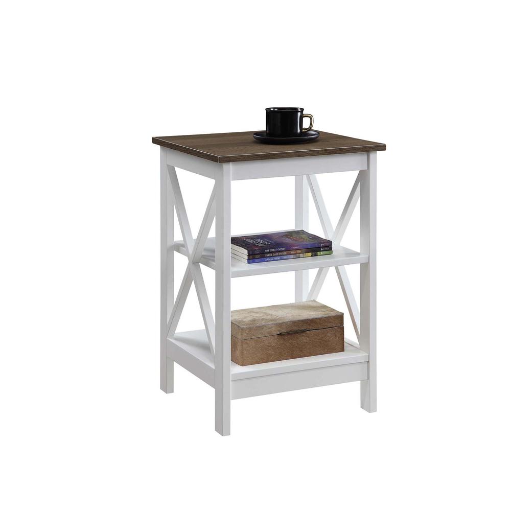 Oxford End Table with Shelves Driftwood/White. Picture 2