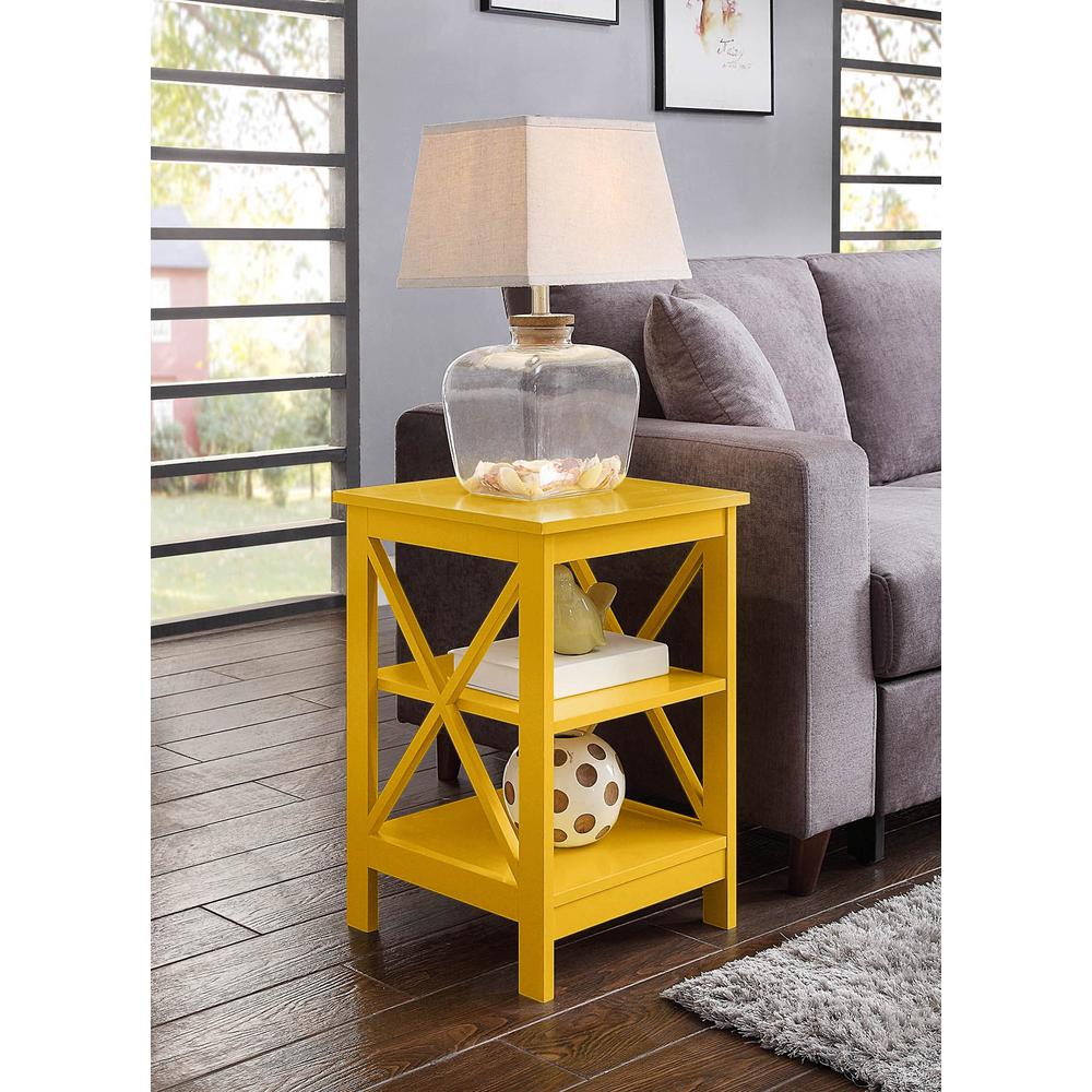 Oxford End Table with Shelves Yellow. Picture 2