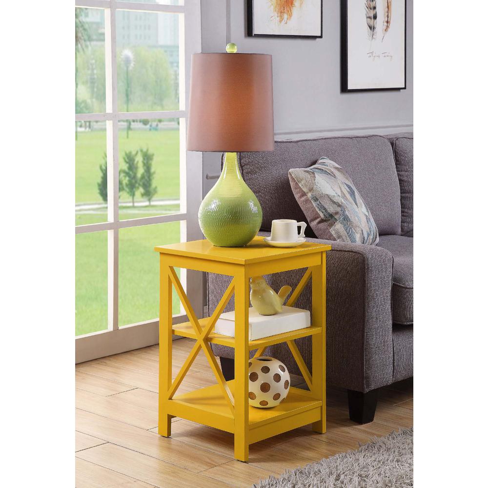 Oxford End Table with Shelves Yellow. Picture 3