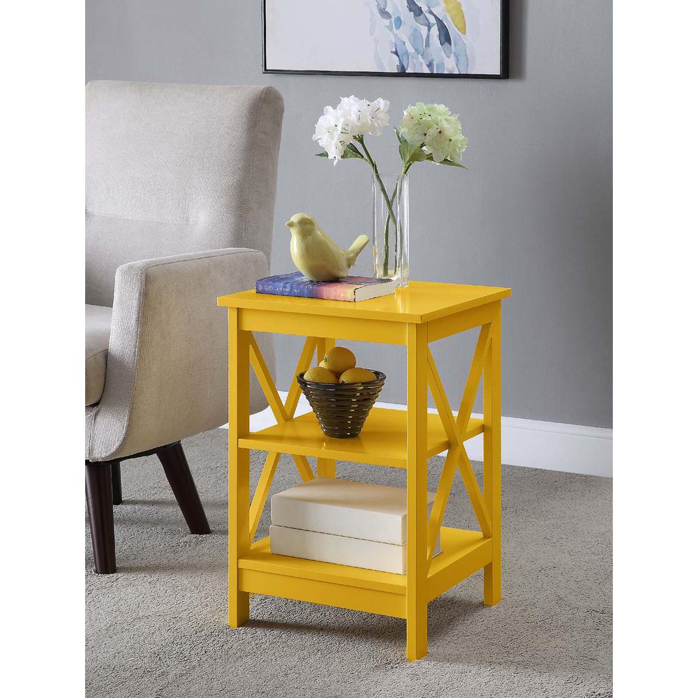 Oxford End Table with Shelves Yellow. Picture 4