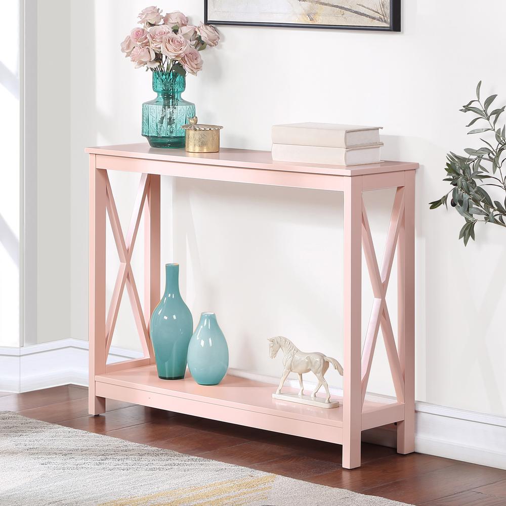 Oxford Console Table with Shelf Blush Pink. Picture 3
