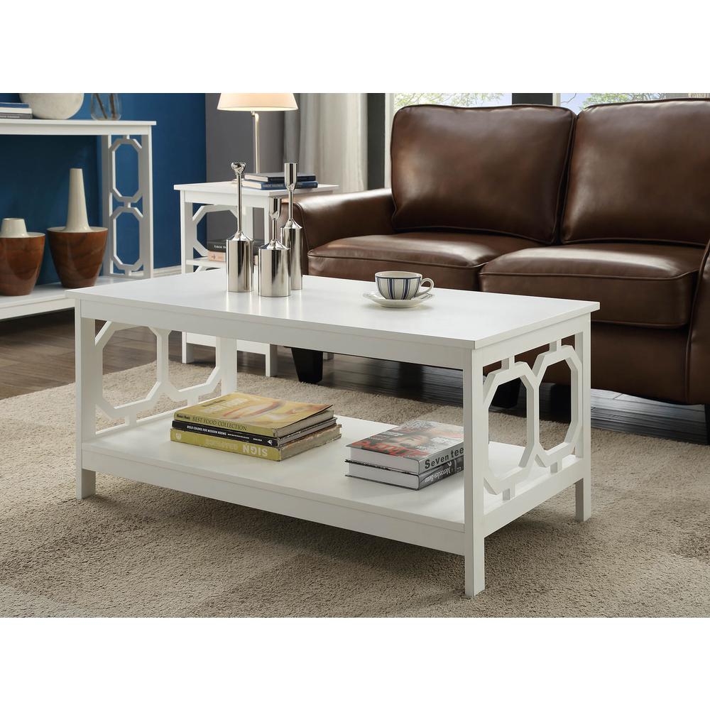 Omega Coffee Table with Shelf White. Picture 4