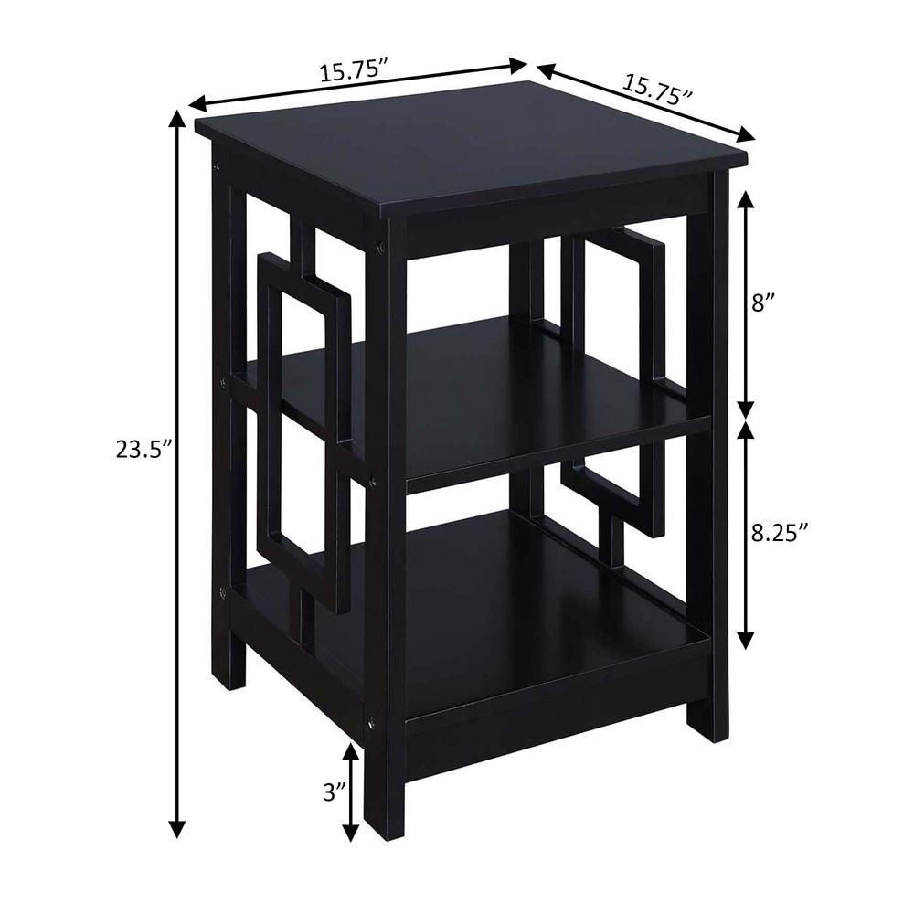 Town Square End Table with Shelves, Black. Picture 2
