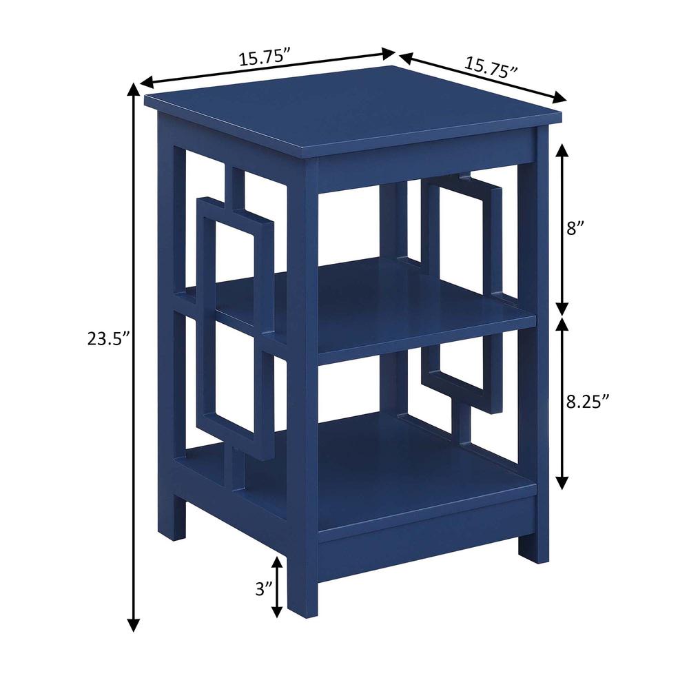Town Square End Table with Shelves, Cobalt Blue. Picture 3