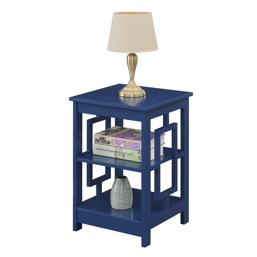 Town Square End Table with Shelves, Cobalt Blue. Picture 1