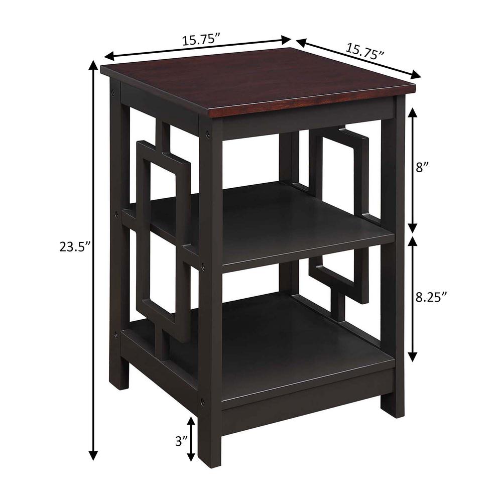Town Square End Table with Shelves, Espresso. Picture 2