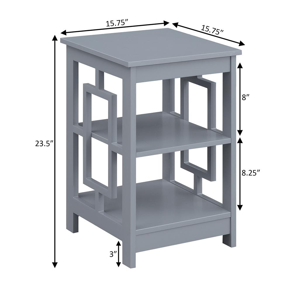 Town Square End Table with Shelves, Gray. Picture 3