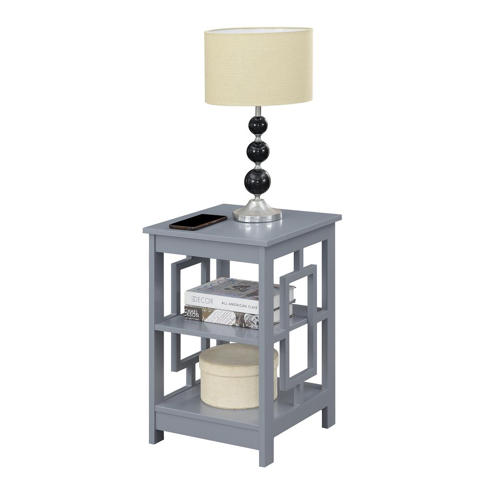 Town Square End Table with Shelves, Gray. Picture 1
