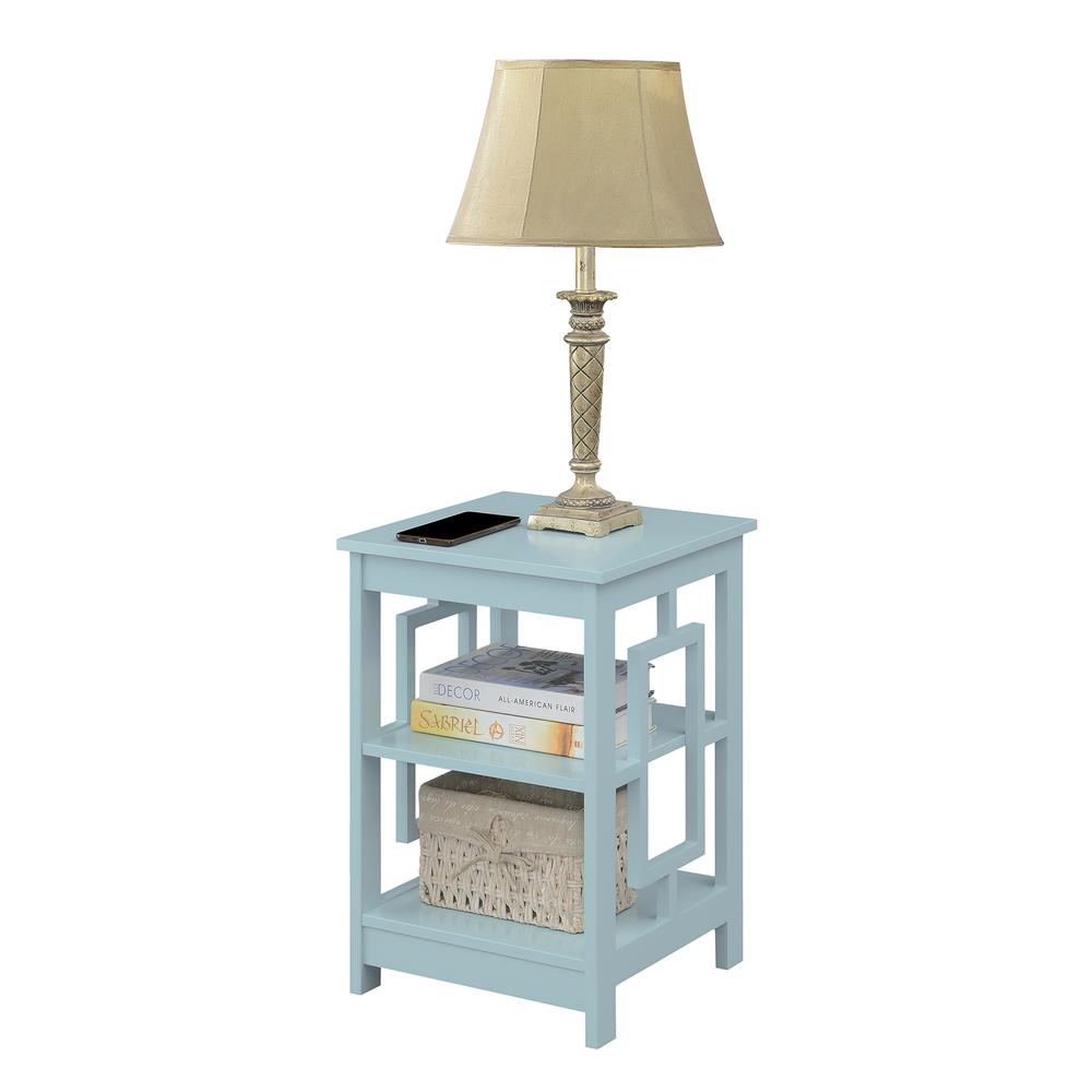 Town Square End Table with Shelves, Sea Foam. Picture 1