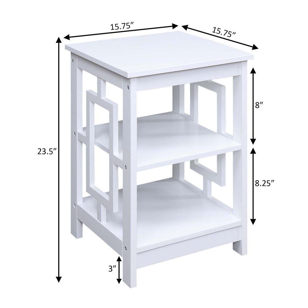 Town Square End Table with Shelves, White. Picture 2