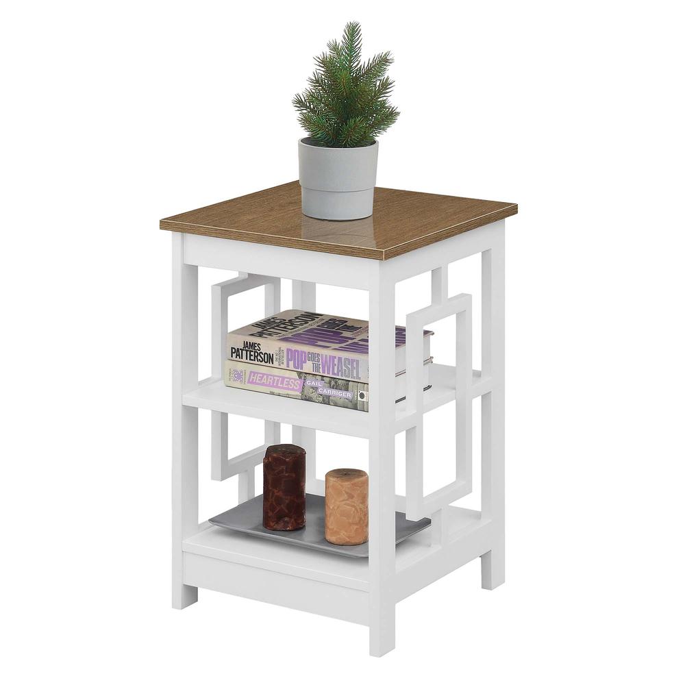 Town Square End Table with Shelves, Driftwood/White. Picture 1