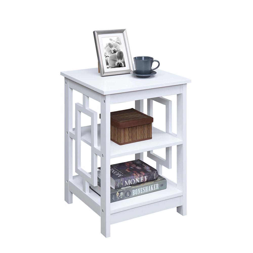 Town Square End Table with Shelves, White. Picture 1