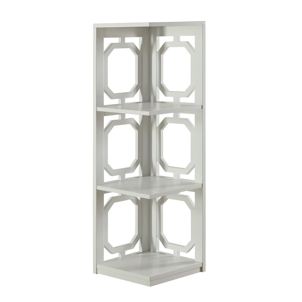 Omega 3 Tier Corner Bookcase, White. Picture 3