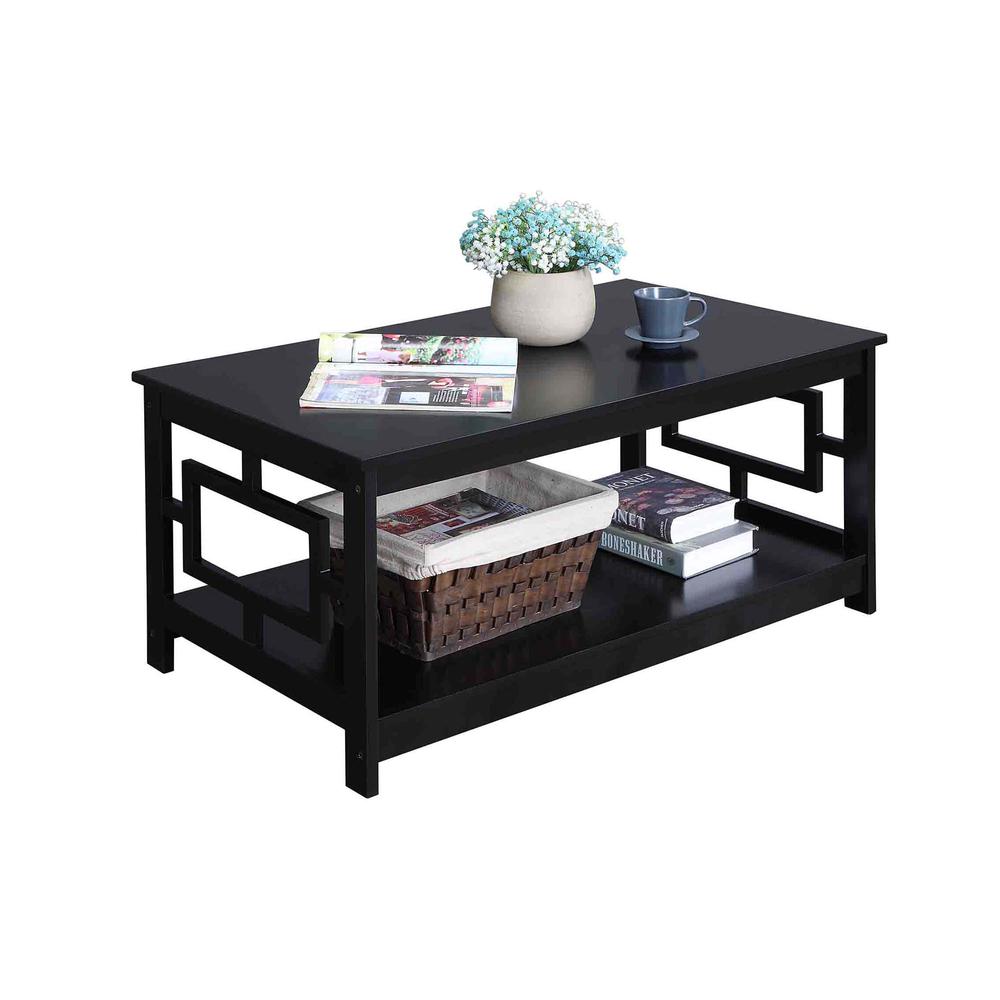 Town Square Coffee Table with Shelf, Black. Picture 1