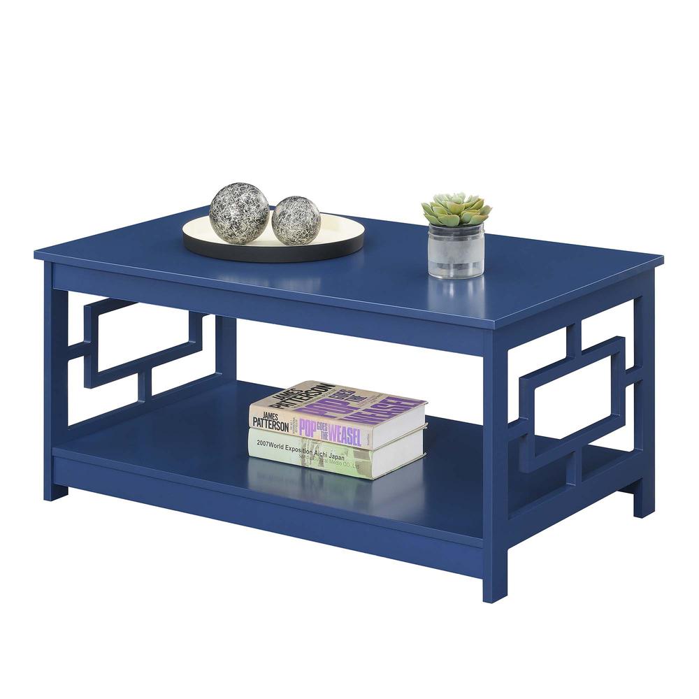 Town Square Coffee Table with Shelf, Cobalt Blue. Picture 1