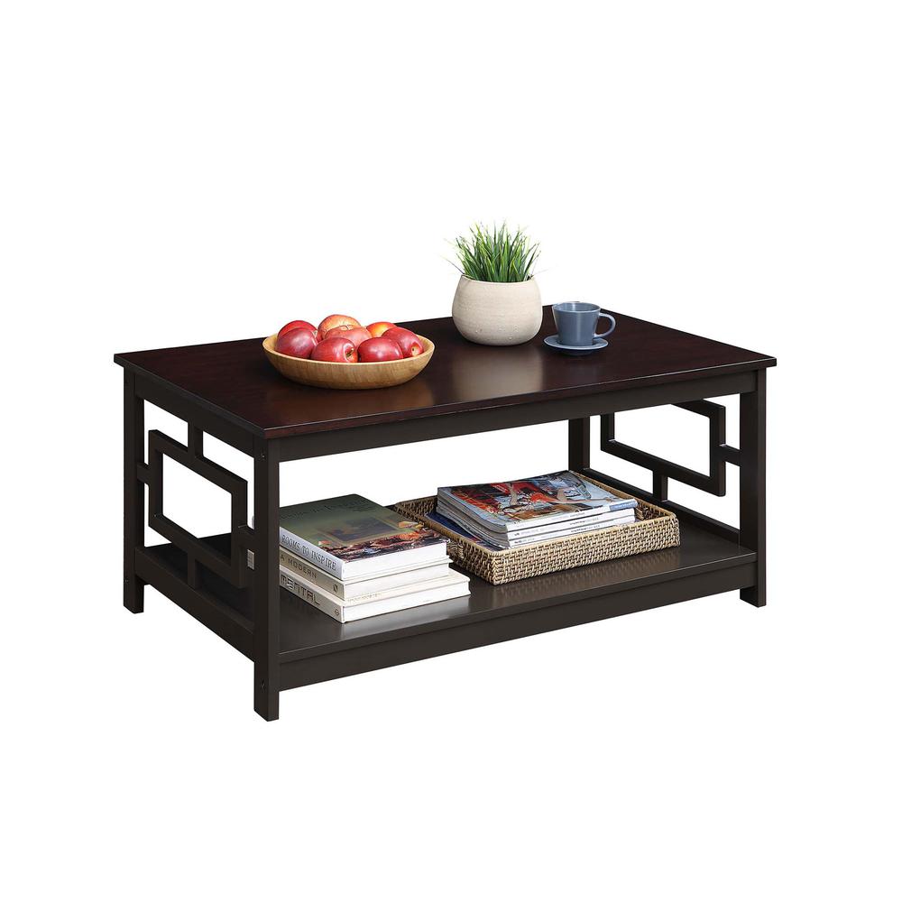 Town Square Coffee Table with Shelf, Espresso. Picture 1