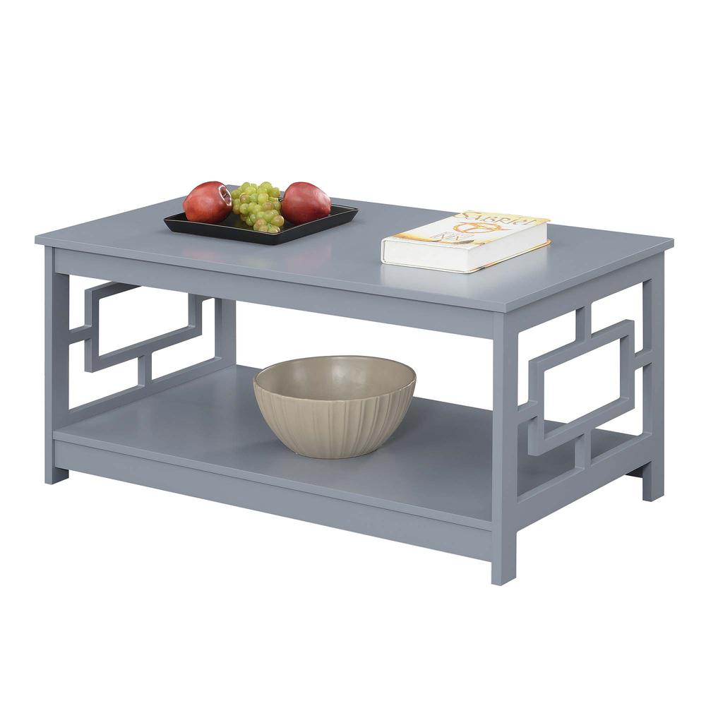 Town Square Coffee Table with Shelf, Gray. Picture 1