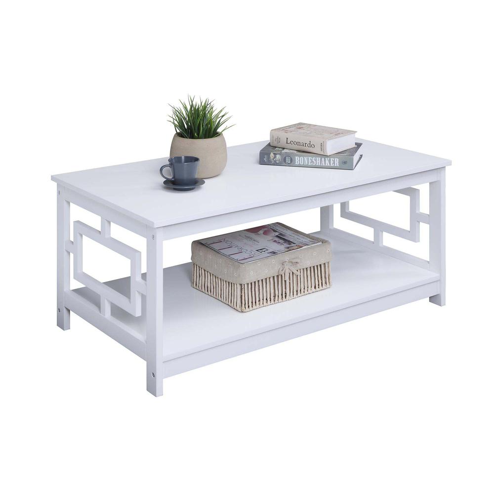 Town Square Coffee Table with Shelf, White. Picture 1