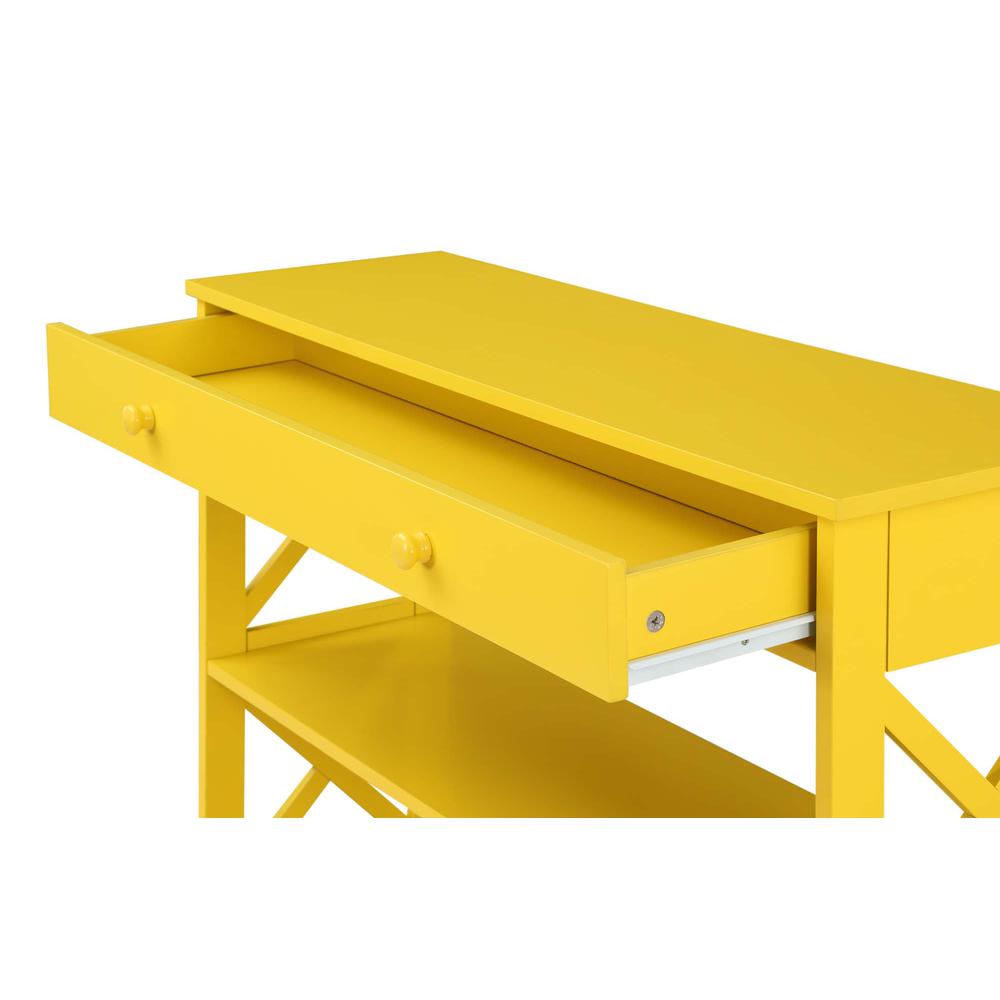 Oxford 1 Drawer Console Table with Shelves, Yellow. Picture 2
