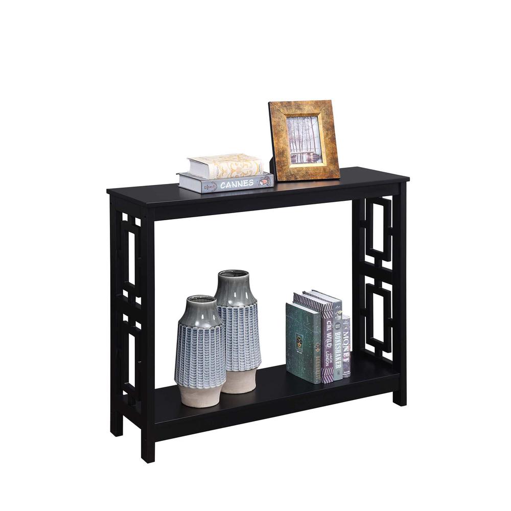 Town Square Console Table with Shelf, Black. Picture 1