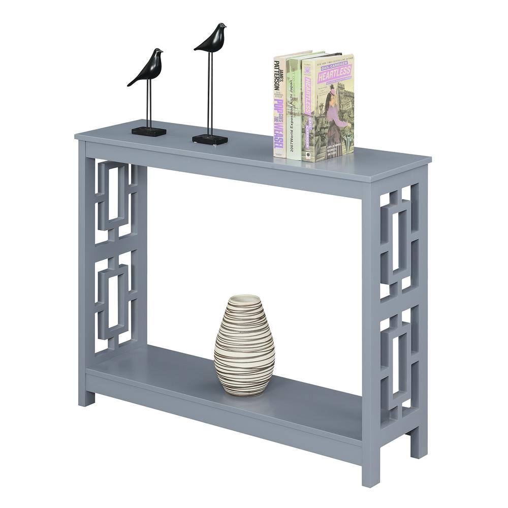 Town Square Console Table with Shelf, Gray. Picture 1